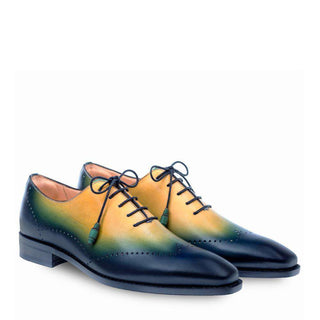 Mezlan Addy Mens Luxury Shoes Blue Multi Calfskin Oxfords 8508 (MZ2606)-AmbrogioShoes
