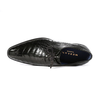 Mezlan 4732-F Men's Shoes Black Exotic Caiman Crocodile Derby Oxfords (MZS3303)-AmbrogioShoes