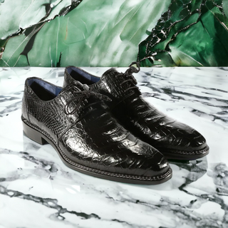 Mezlan Aegis 4732-F Men's Shoes Black Exotic Crocodile Derby Oxfords (MZS3303)-AmbrogioShoes
