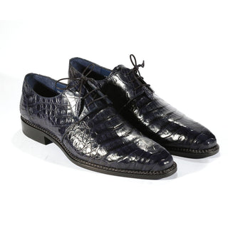 Mezlan 4732-F Men's Shoes Blue Exotic Caiman Crocodile Derby Oxfords (MZS3305)-AmbrogioShoes