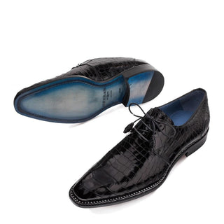 Mezlan Aegis 4733-J Men's Shoes Black Exotic Alligator Dress Oxfords (MZ3232)-AmbrogioShoes