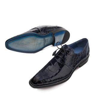 Mezlan Aegis 4733-J Men's Shoes Navy Exotic Alligator Dress Oxfords (MZ3233)-AmbrogioShoes