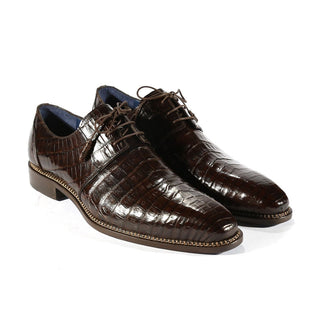 Mezlan 4732-F Men's Shoes Brown Exotic Caiman Crocodile Derby Oxfords (MZS3304)-AmbrogioShoes