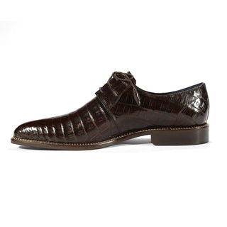 Mezlan 4732-F Men's Shoes Brown Exotic Caiman Crocodile Derby Oxfords (MZS3304)-AmbrogioShoes