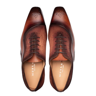 Mezlan Affari 21142 Men's Shoes Cognac & Rust Suede / Calf-Skin Leather Brogue Oxfords (MZ3739)-AmbrogioShoes