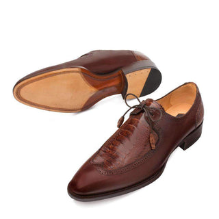 Mezlan Albano Men’s Luxury Shoes Tan Two-Eyelet Wing Tip Oxfords (MZ2812)-AmbrogioShoes