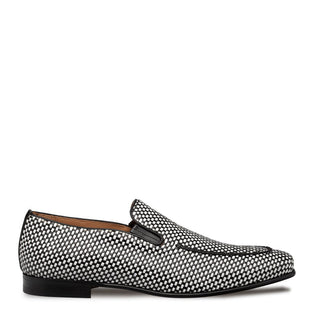 Mezlan Almeria 21187 Men's Shoes Black & White Wowen Leather Slip On Loafers (MZ3729)-AmbrogioShoes