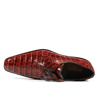 Mezlan Anderson 13584-F Men's Shoes Black & Red Exotic Caiman Crocodile Derby Oxfords (MZS3228)-AmbrogioShoes