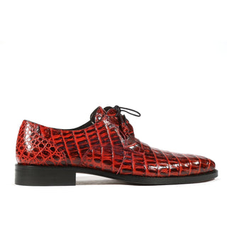 Mezlan Anderson 13584-F Men's Shoes Black & Red Exotic Caiman Crocodile Derby Oxfords (MZS3228)-AmbrogioShoes