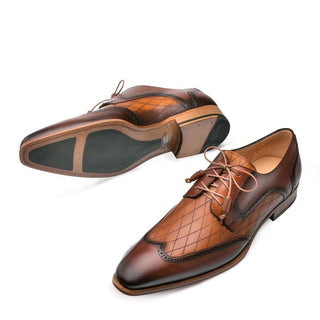 Mezlan Argento Men's Shoes Cognac and Honey Calf-Skin Leather Oxfords 9340 (MZ3127)-AmbrogioShoes