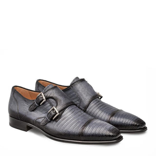 Mezlan Argentum Men's Shoes Grey Lizard Monk-Straps Loafers 4591-L (MZ3115)-AmbrogioShoes