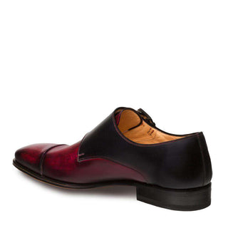 Mezlan Bardem Men's Luxury Shoes Burgundy & Black Calfskin Leather Loafers 8979(MZ2718)-AmbrogioShoes