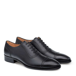 Mezlan Belgrade Men's Shoes Black Cafl-skin Oxfords 9208 (MZ3018)-AmbrogioShoes