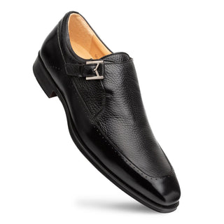 Mezlan Bernado Men's Shoes Black Deer / Shine Calf-Skin Leather Monk-Strap Loafers (MZ3685)-AmbrogioShoes