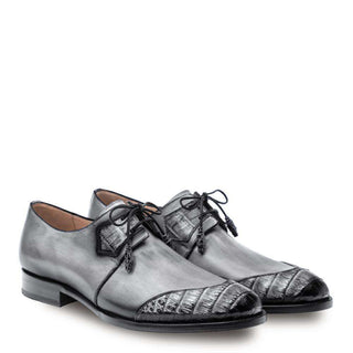 Mezlan Boyd Men's Grey & Black Crocodile & Calfskin Leather Oxfords 4379(MZ2661)-AmbrogioShoes