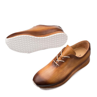 Mezlan Brahman Men's Shoes Honey and Cognac Calf-Skin Leather Sneakers 9472 (MZ3139)-AmbrogioShoes