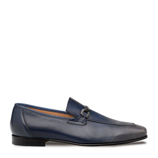 Mezlan Brunello 21100 Men's Shoes Pearl Gray & Navy Calf-Skin Leather Horsebit Loafers (MZ3704)-AmbrogioShoes