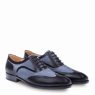 Mezlan Cantone Men's Black & Grey Suede & Calfskin Leather Oxfords 8723(MZ2662)-AmbrogioShoes
