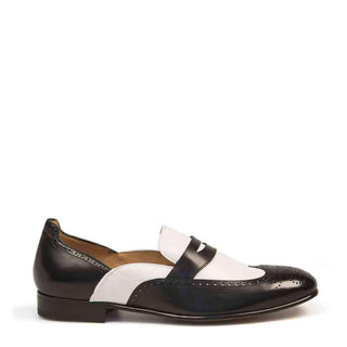 Mezlan Carletto Mens Luxury Shoes Black & White Italian Calfskin Oxfords 8326 (MZ2385)-AmbrogioShoes