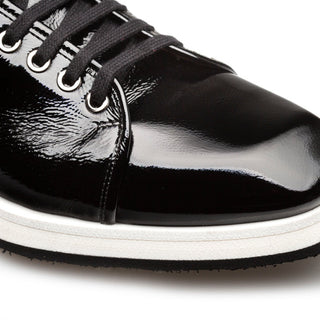 Mezlan Cartuja 21153 Men's Shoes Black Hi-Shine Calf-Skin Leather Casual Sneakers (MZ3709)-AmbrogioShoes