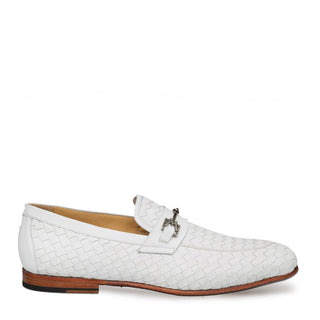 Mezlan Cerros Men's Shoes White Calf-Skin / Woven Leather Loafers 9359 (MZ3146)-AmbrogioShoes