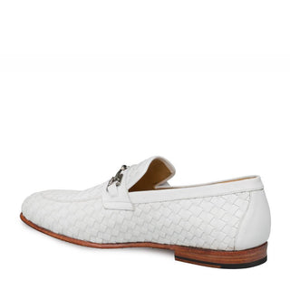 Mezlan Cerros Men's Shoes White Calf-Skin / Woven Leather Loafers 9359 (MZ3146)-AmbrogioShoes