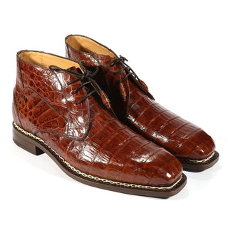 Mezlan Chukka Boots Men's Sports Brown Caiman Crocodile Ankle Boots 4611-F (MZ3200)-AmbrogioShoes