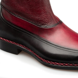 Mezlan Corso 20812 Men's Shoes Graphite & Burgundy Calf-Skin Leather Contrast Boots (MZ3656)-AmbrogioShoes