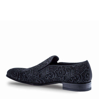 Mezlan Damon Mens Luxury Shoes Black Velvet Loafers 8541 (MZ2601)-AmbrogioShoes