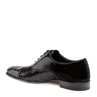 Mezlan Davos Men's Shoes Black Calf-Skin Patent / Calf-Skin Leather Oxfords 9364 (MZ3118)-AmbrogioShoes