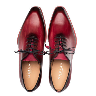 Mezlan Dietro 21068 Men's Shoes Burgundy Calf-Skin Leather whole-Cut Oxfords (MZ3696)-AmbrogioShoes