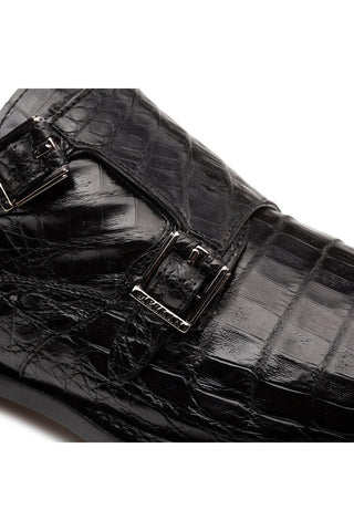 Mezlan Doyers Crocodile Double Monk-Strap