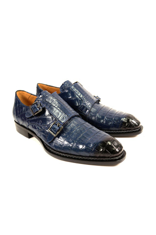 Mezlan Doyers Crocodile Double Monk-Strap