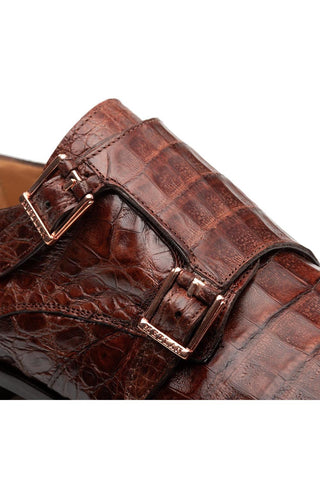 Mezlan Doyers Crocodile Double Monk-Strap