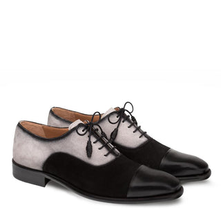 Mezlan Drayton 9726 Men's Shoes Black & Gray Suede / Calf-Skin Leather Oxfords (MZ3224)-AmbrogioShoes