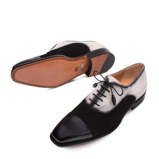 Mezlan Drayton 9726 Men's Shoes Black & Gray Suede / Calf-Skin Leather Oxfords (MZ3224)-AmbrogioShoes