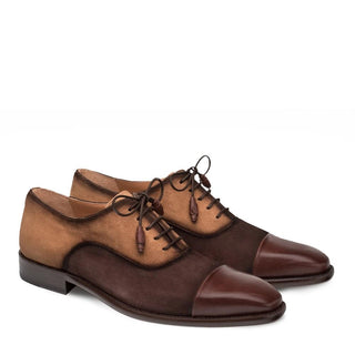 Mezlan Drayton 9726 Men's Shoes Brown & Cognac Suede / Calf-Skin Leather Oxfords (MZ3225)-AmbrogioShoes