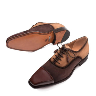 Mezlan Drayton 9726 Men's Shoes Brown & Cognac Suede / Calf-Skin Leather Oxfords (MZ3225)-AmbrogioShoes