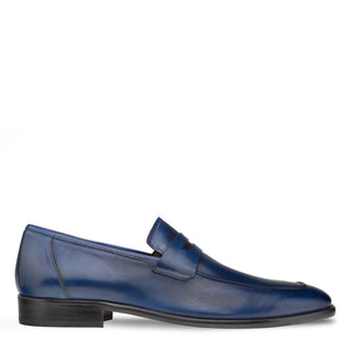 Mezlan E20243 Men's Shoes Navy Calf-Skin Leather Penny Loafers (MZ3400)-AmbrogioShoes