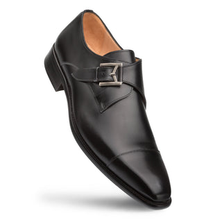 Mezlan E20244 Men's Shoes Black Calf-Skin Leather Monk-Strap Loafers (MZ3444)-AmbrogioShoes