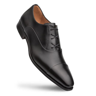 Mezlan E20245 Men's Shoes Black Calf-Skin Leather Folded-Seam Oxfords (MZ3414)-AmbrogioShoes