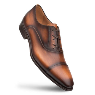 Mezlan E20245 Men's Shoes Cognac Calf-Skin Leather Folded-Seam Oxfords (MZ3413)-AmbrogioShoes