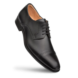 Mezlan E20265 Men's Shoes Black Calf-Skin Leather Cap-Toe Derby Oxfords (MZ3406)-AmbrogioShoes