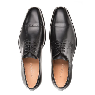 Mezlan E20265 Men's Shoes Black Calf-Skin Leather Cap-Toe Derby Oxfords (MZ3406)-AmbrogioShoes