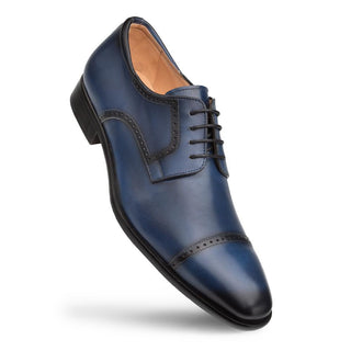 Mezlan E20265 Men's Shoes Blue Calf-Skin Leather Cap-Toe Derby Oxfords (MZ3404)-AmbrogioShoes