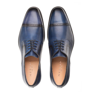 Mezlan E20265 Men's Shoes Blue Calf-Skin Leather Cap-Toe Derby Oxfords (MZ3404)-AmbrogioShoes