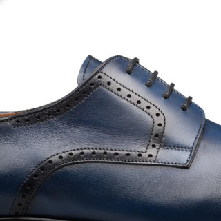 Mezlan E20265 Men's Shoes Blue Calf-Skin Leather Cap-Toe Derby Oxfords (MZ3404)-AmbrogioShoes