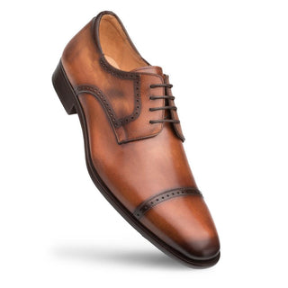 Mezlan E20265 Men's Shoes Cognac Calf-Skin Leather Cap-Toe Derby Oxfords (MZ3405)-AmbrogioShoes