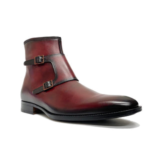 Mezlan E20464 Mokka Men's Shoes Dark Burgundy Patina Calf-Skin Leather Buckle Boots (MZS3542)-AmbrogioShoes