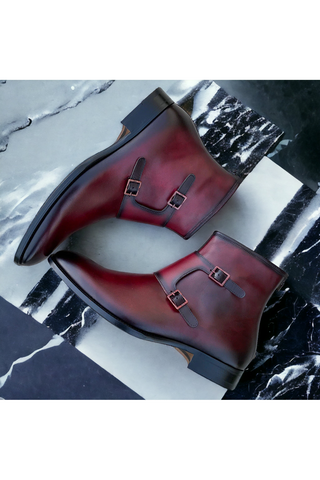 Mezlan E20464 Mokka Patina Leather Buckle Boots (MZ3542)